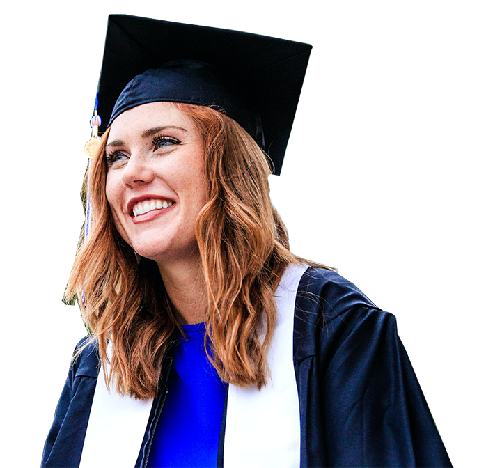 young woman smiling with graduation cap